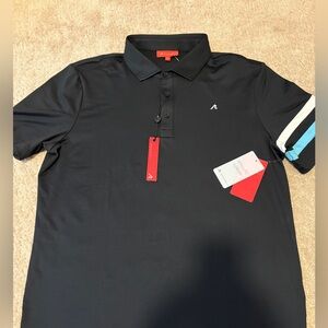 Men's Black Performance Polo with Sleeve Stripe - A|X